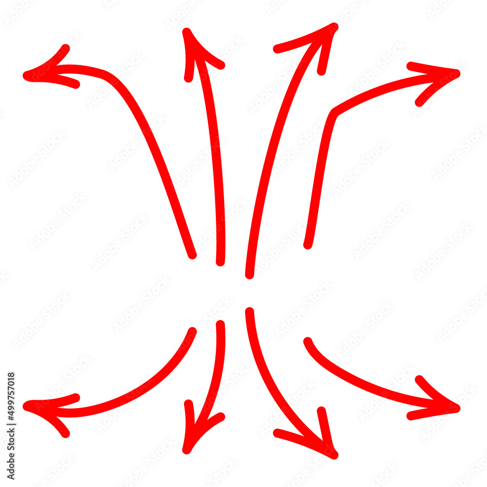 Hand draw red arrows. Movement