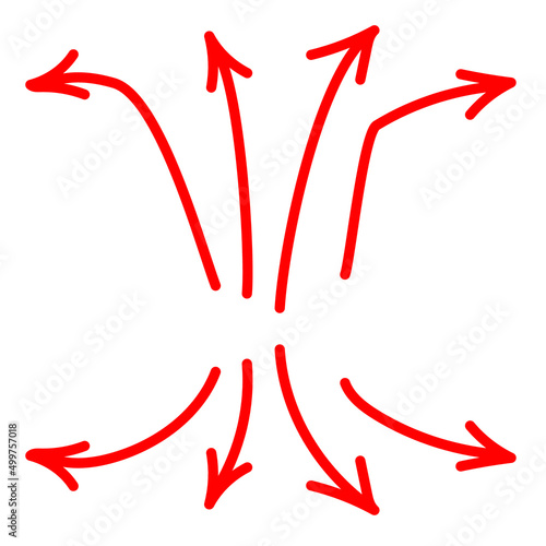 Hand draw red arrows. Movement