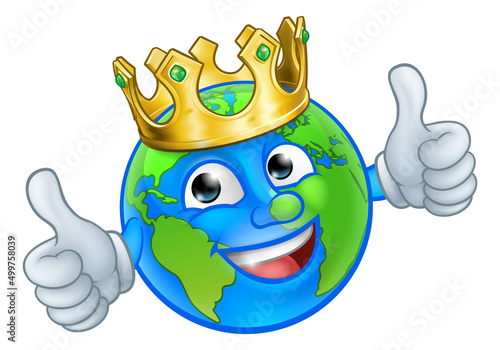 King Gold Crown Earth Globe...