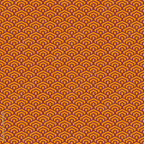 colorful simple vector pixel art carrot orange and catawba seamless pattern of minimalistic geometric scaly hexagon pattern in japanese style