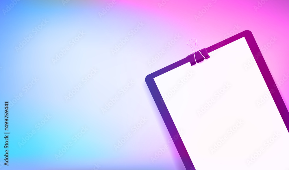 Folder with white paper. 3d vector banner with copy space Folder with white paper. 3d vector banner with copy space