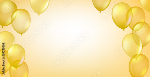 Golden flying balloons vector banner