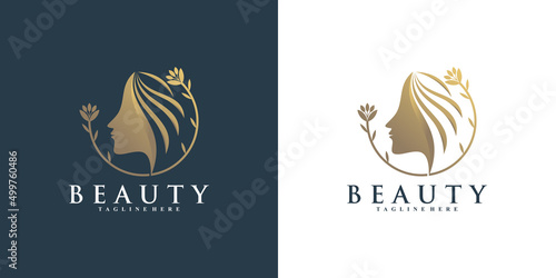 Beauty icon logo template for woman Premium Vector