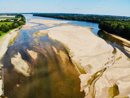 Vue aérienne de la loire en période de sécheresse