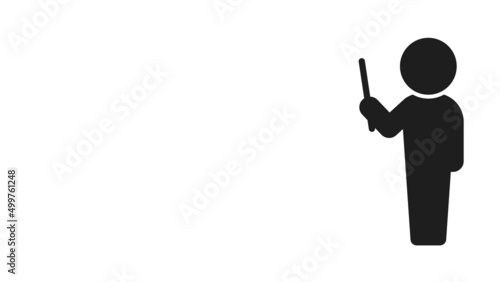 棒を手に持ち、立って説明する人のアイコン - 授業・セミナー・解説のイメージ素材