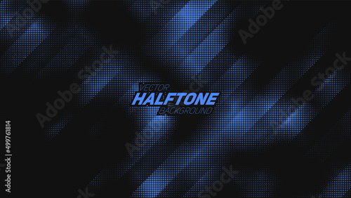 Abstract vector torn blue halftone background. Scrathed dotted texture element.
