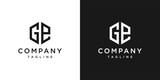 Creative Letter Ge Monogram Hexagon Logo Design Icon Template White and Black Background