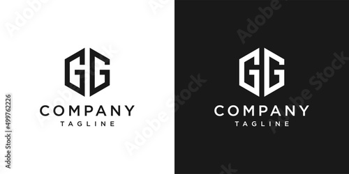 Creative Letter GG Monogram Hexagon Logo Design Icon Template White and Black Background