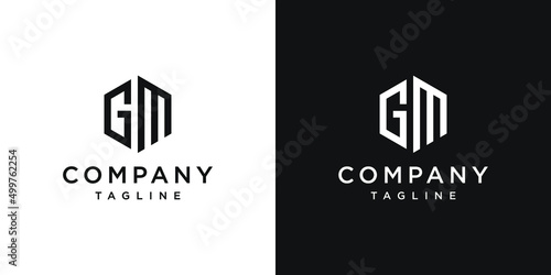 Creative Letter GM Monogram Hexagon Logo Design Icon Template White and Black Background