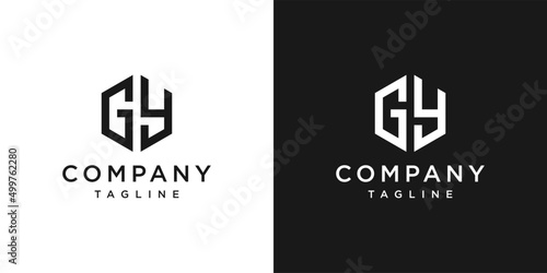 Creative Letter GY Monogram Hexagon Logo Design Icon Template White and Black Background