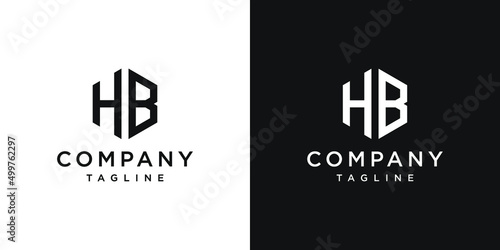 Creative Letter HB Monogram Hexagon Logo Design Icon Template White and Black Background
