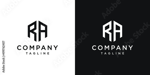 Creative Letter RA Monogram Hexagon Logo Design Icon Template White and Black Background