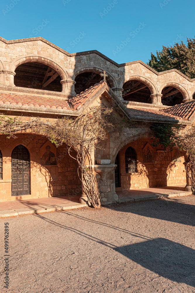 The territory of Filerimos Monastery on the island of Rhodes in Greece