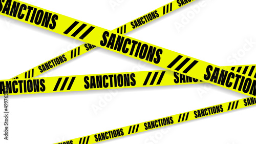 Slogan sanctions on yellow tapes. Vector illustration. photo