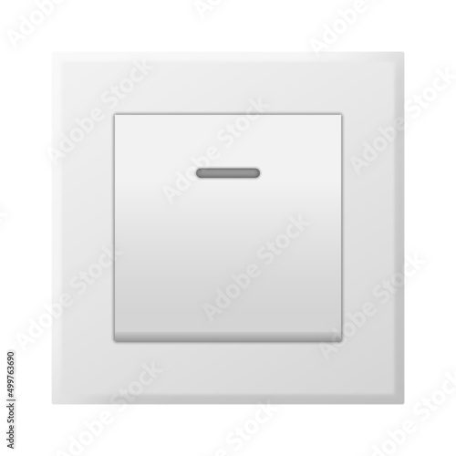 Realistic wall switch for electric power and light turn on and off. Plastic panel for electricity