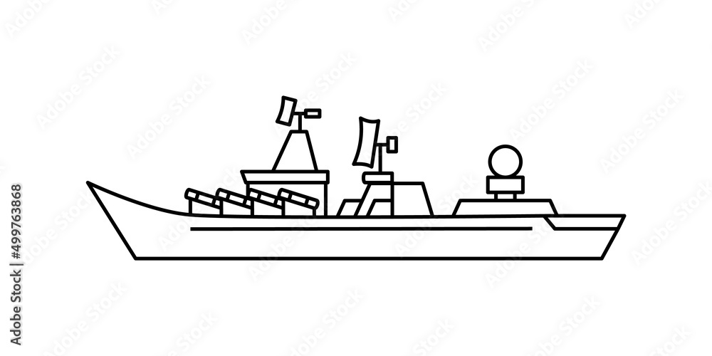 Russian warship line icon. Slava class cruiser. Editable stroke Russian warship line icon. Slava class cruiser. Editable stroke