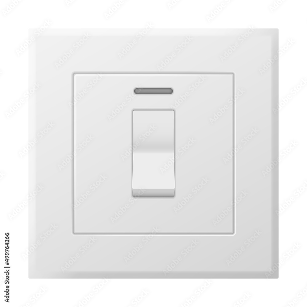 Realistic 3d electric toggle switch. Electric light switch control on