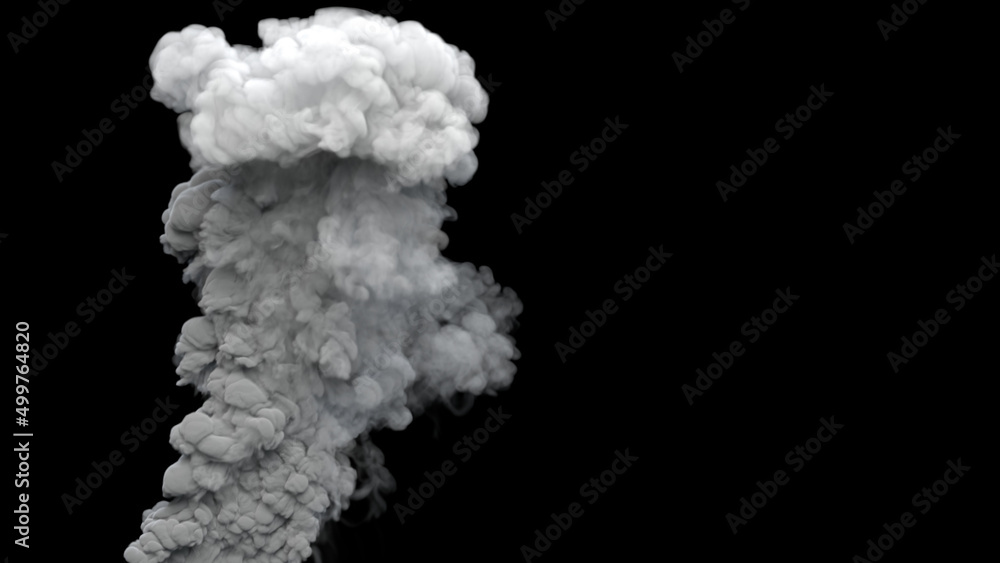 grey defilement smoke exhaust from explosion on black, isolated - industrial 3D rendering grey defilement smoke exhaust from explosion on black, isolated - industrial 3D rendering
