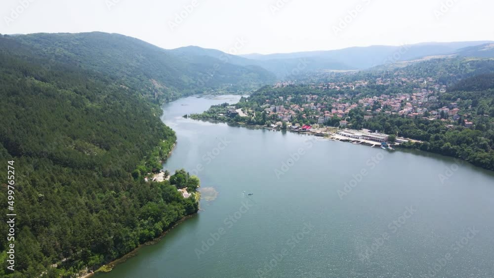 Aerial summer view of Pancharevo lake, Sofia city Region, Bulgaria Aerial summer view of Pancharevo lake, Sofia city Region, Bulgaria