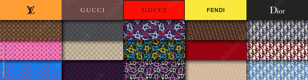 Official Patterns seamless texture: Louis vuitton, Gucci, Gucci