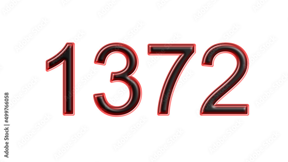 red 1372 number 3d effect white background red 1372 number 3d effect white background
