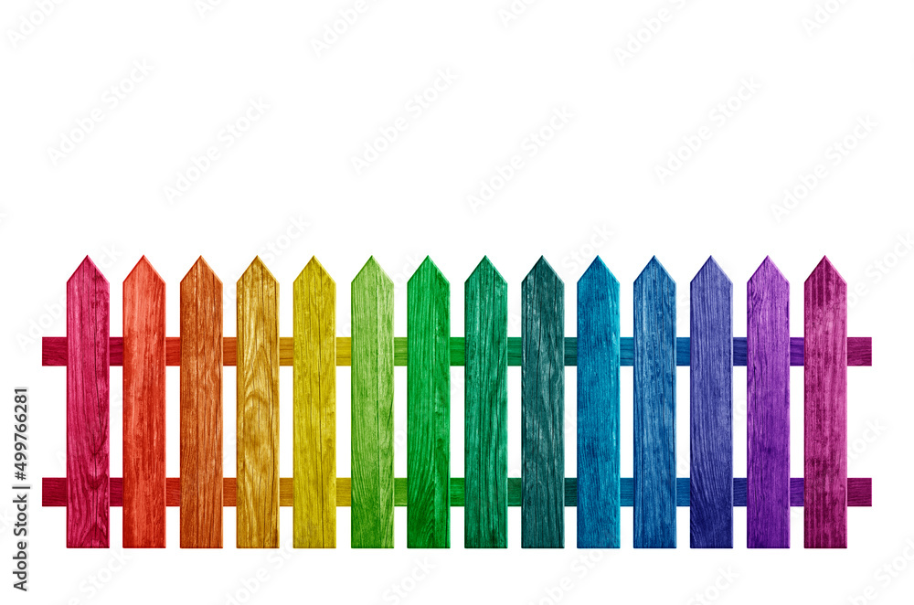 Colorful wooden fence isolated on white with clipping path Colorful wooden fence isolated on white with clipping path