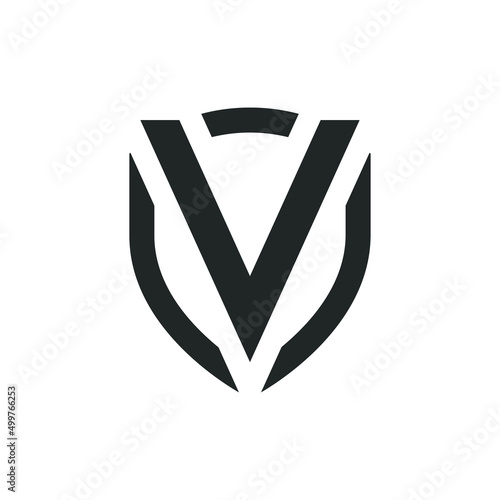 V stylish shield Creative Minimalist Logo Design
