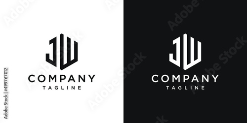 Creative Letter JW Monogram Hexagon Logo Design Icon Template White and Black Background