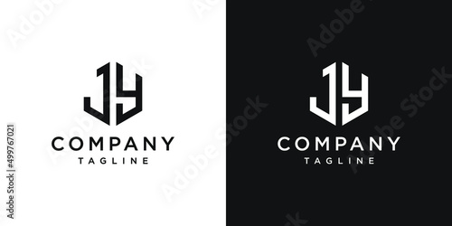 Creative Letter JY Monogram Hexagon Logo Design Icon Template White and Black Background