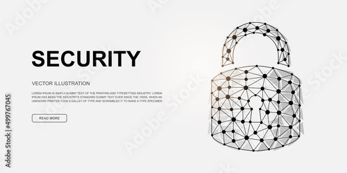 Lock 3d low poly symbol for landing page template. Antivirus design illustration. Polygonal Cyber security illustration for homepage design, adv page.