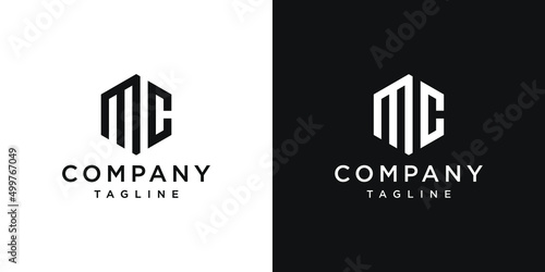 Creative Letter MC Monogram Hexagon Logo Design Icon Template White and Black Background