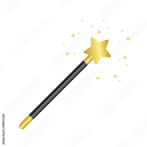 magic golden glitter wand isolated on white background