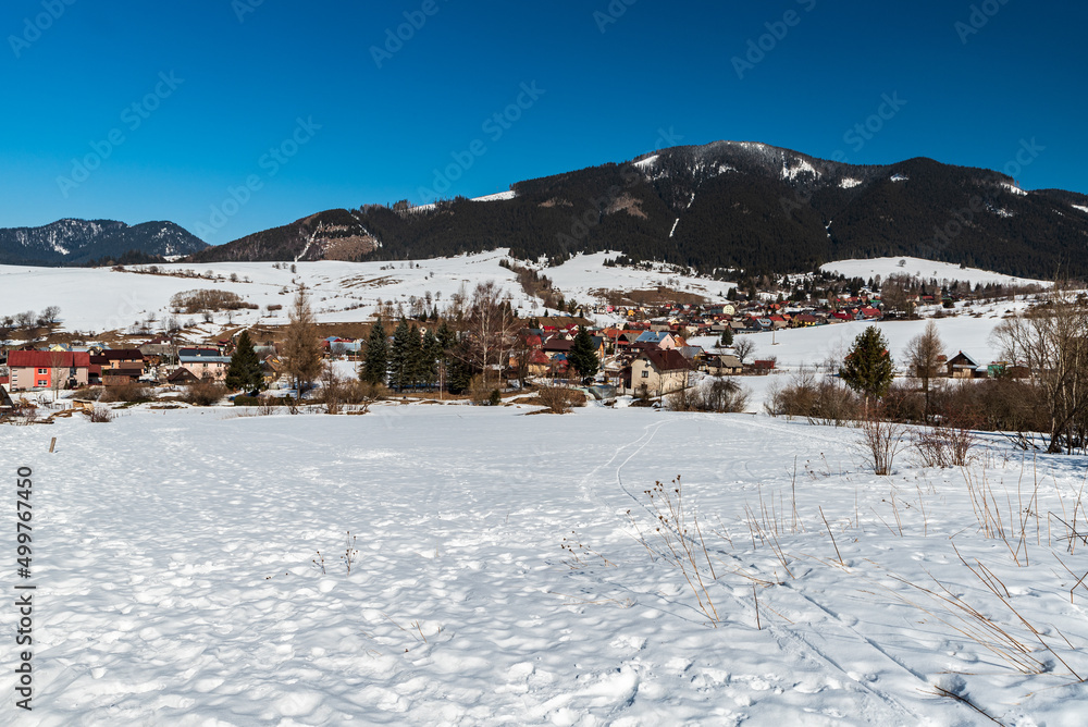Liptovska Luzna village with hills on the backgroud in Slovakia