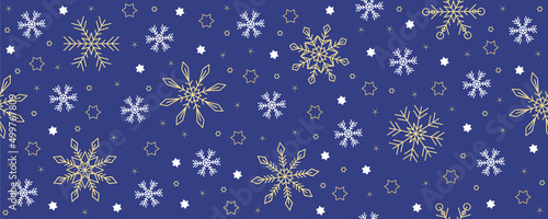 blue christmas seamless snowflake background on white