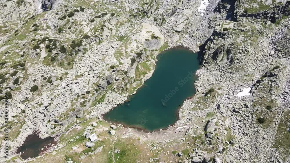 Aerial view of The Scary Lake (Strashnoto lake), Rila Mountain, Bulgaria
