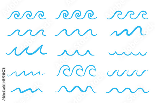 blue water wave line icon in the sea