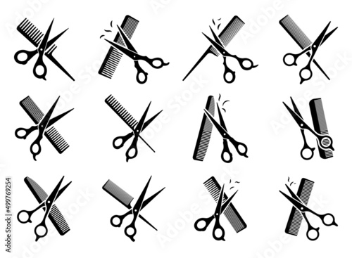 Canvas barber scissors silhouette for beauty salon