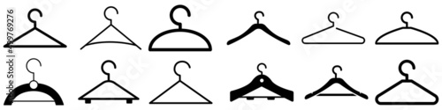 Fototapeta Wooden suit hanger vector icons set
