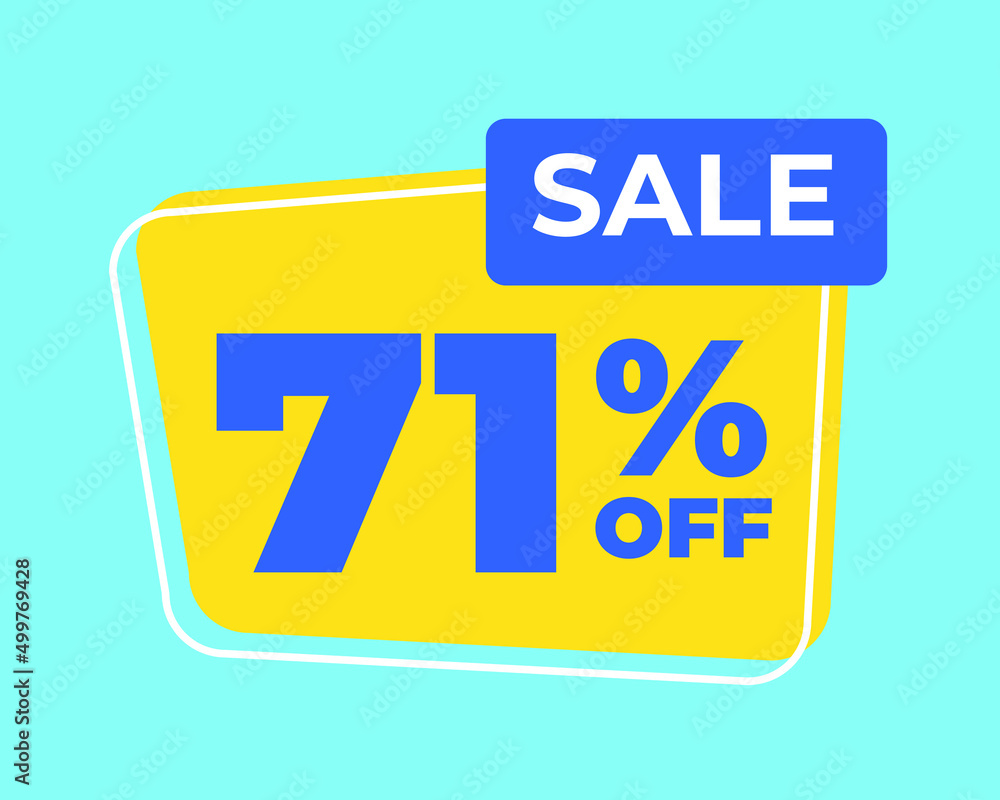 71% off tag seventy one percent discount sale blue letter yellow background