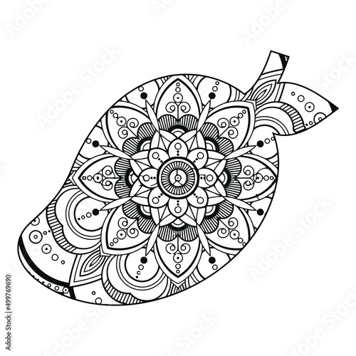 Mandala Mango Coloring Page For Kids