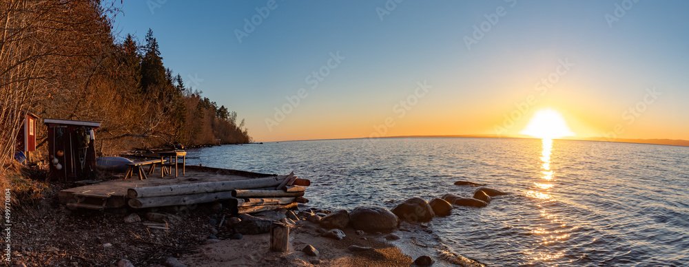morning at lake vaettern near habo in sweden