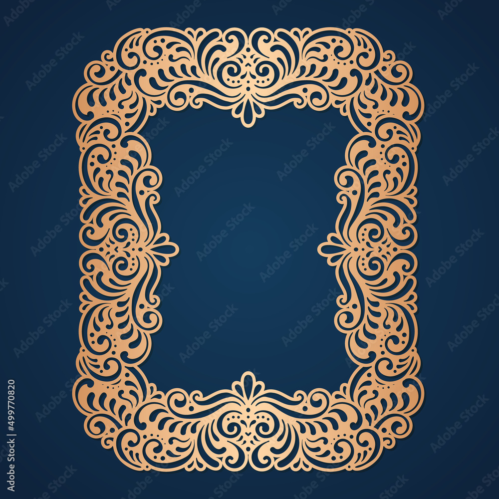Vintage Gold decor element, laser cut frame, invitation background