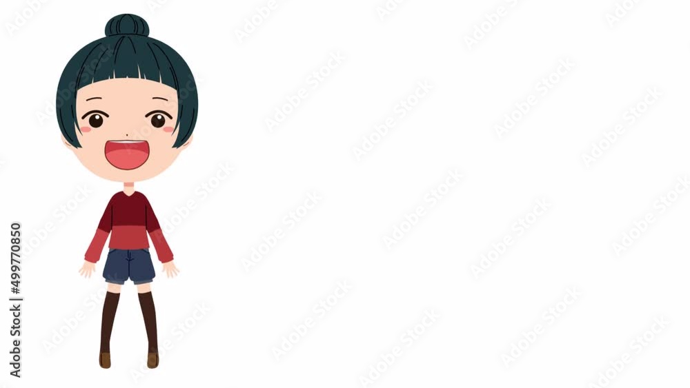 笑顔の女の子の口パクのアルファチャンネルつきループアニメーション 笑顔の女の子の口パクのアルファチャンネルつきループアニメーション