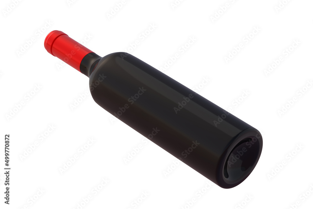 Fototapeta premium Bottle of wine isolated on white background. 3d render