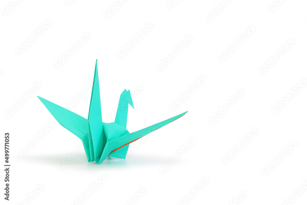 Origami bird isolated on white studio background. Image with Clipping path and copy space Origami bird isolated on white studio background. Image with Clipping path and copy space