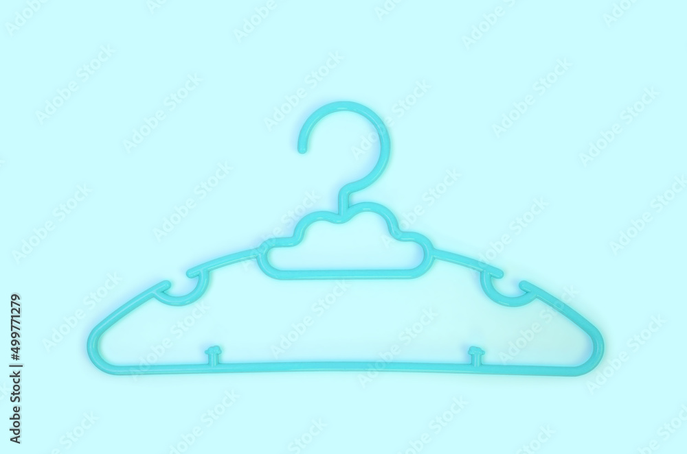 Cyan Plastic Clothes Hanger on blue sky background with Clipping path. Cyan Plastic Clothes Hanger on blue sky background with Clipping path.