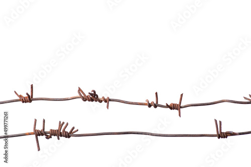 Obraz na plátně Old rusty barbed wire isolated on white background