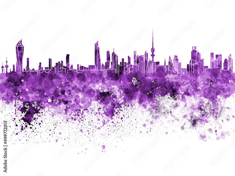 Fototapeta premium Kuwait city skyline in watercolor