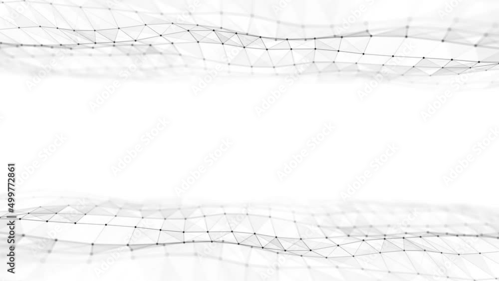 Dynamic double wave with connected dots and lines on a white background ...
