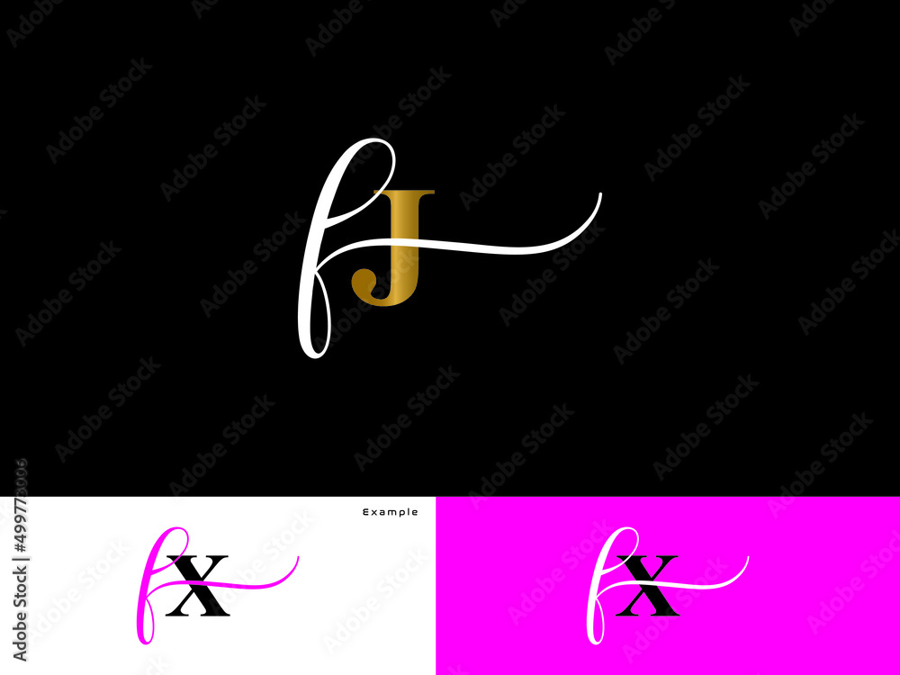 Fashion FJ Logo Icon Design, Signature Fj jf Colorful Logo Letter